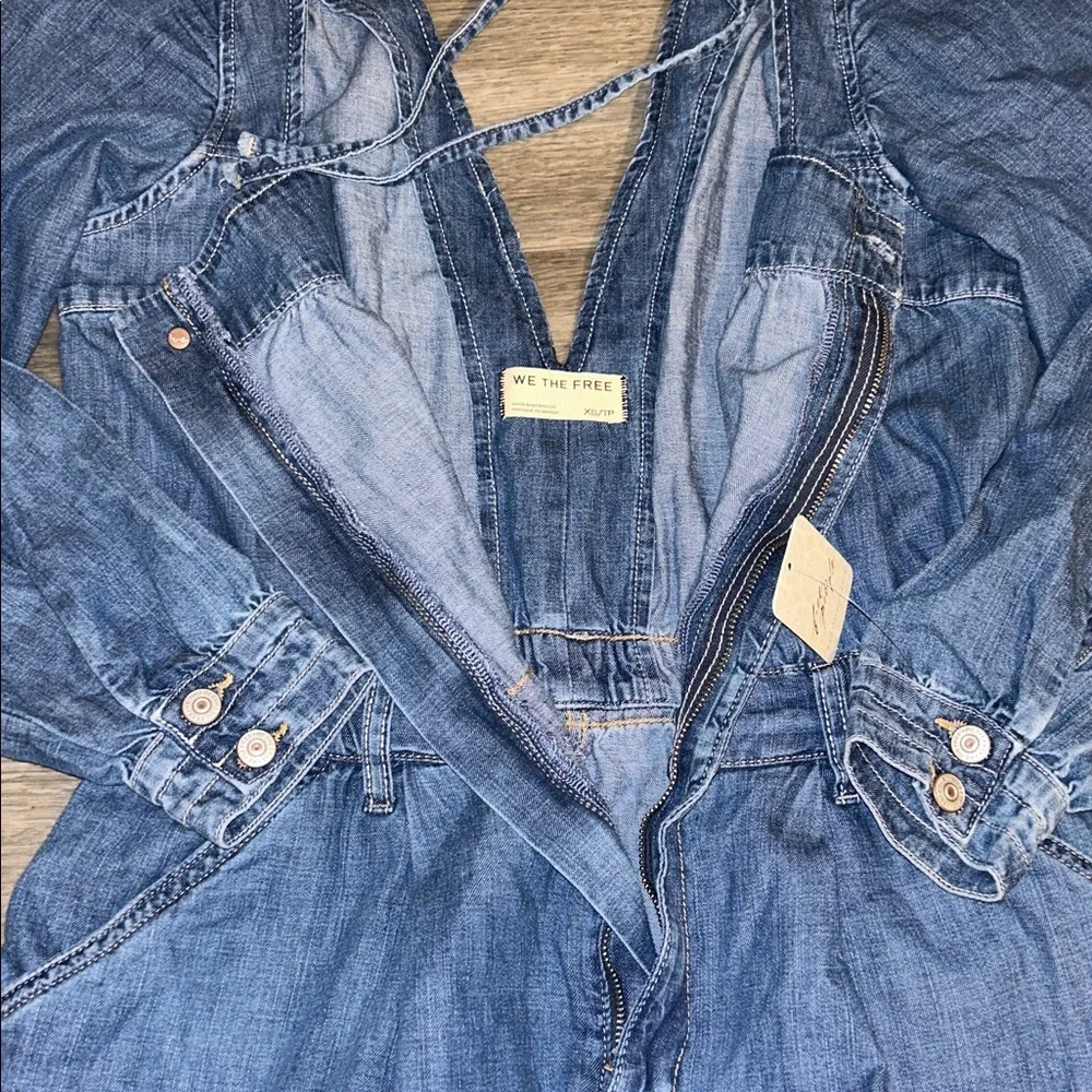 Free people we the free Clara Denim Jumpsuit